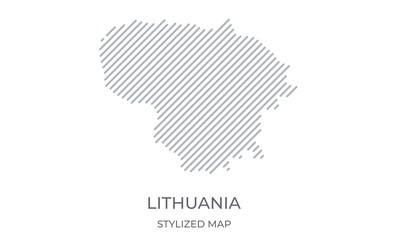stylized linear map of lithuania in minimalistic vector image
