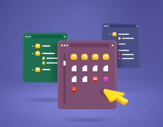 using folders on computer 3d concept vector image
