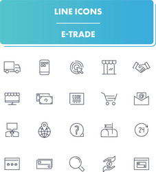 Line icons set e-trade vector