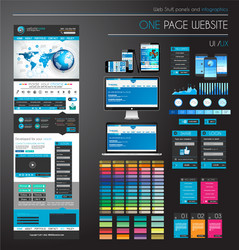 One Page Website Template - Flat UI UX vector image