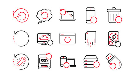 recovery line icons backup restore data vector image