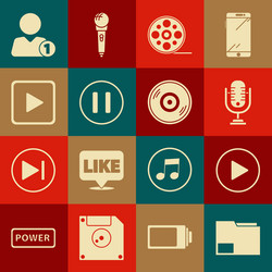 set document folder play in circle microphone vector image
