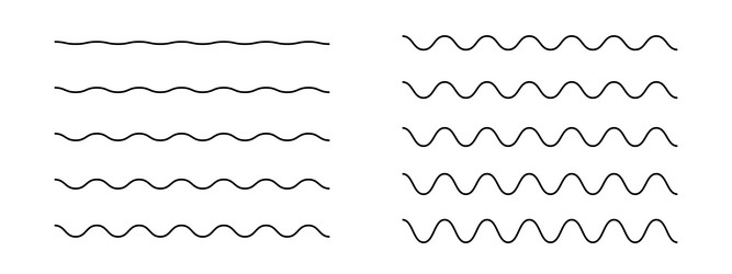 Set of horizontal wavy lines simple undulate vector