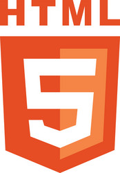 Html5 emblem orange shield and white text vector