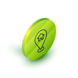 isometric line map pointer with house icon vector image