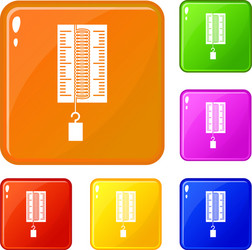 Physics dynamometer for laboratory work icons set vector