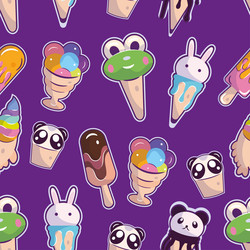 seamless pattern background with ice cream icons vector image