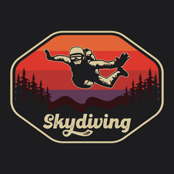 skydiving vintage badge sticker and t-shirt design vector