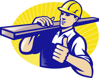 Carpenter worker carrying timber cartoon Vector Image