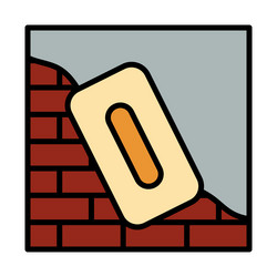 icon of plastered brick wall vector