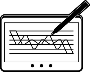 graph chart on tablet screen icon image vector image