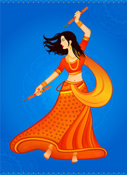 Navratri girl dancing vector