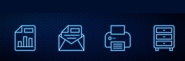 set line printer document with graph chart mail vector image
