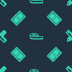 set line tape measure open book and crossed ruler vector image