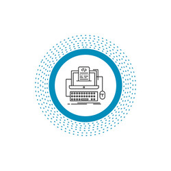 code coding computer monoblock screen line icon vector image