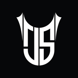 js logo monogram shield sharp half round shape vector image