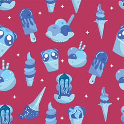 seamless pattern background with ice cream icons vector image
