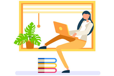 Digital person woman at home working vector