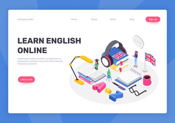 Isometric online education icons landing Vector Image
