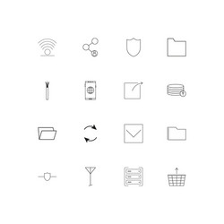 network and database linear thin icons set vector image