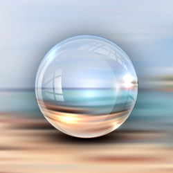 Realistic 3d sphere on the background of beach vector