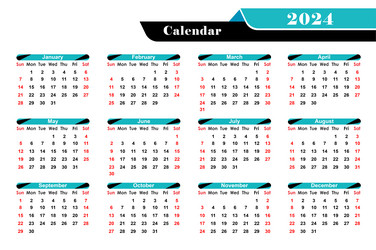 Calendar 2024 design modern yearly vector