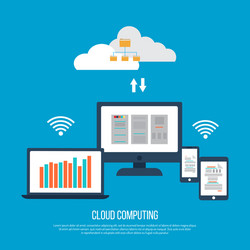 Cloud computing concept with computer vector