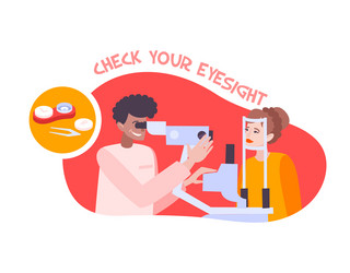 doctor checking eyesight composition vector