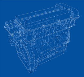 engine sketch rendering of 3d vector image