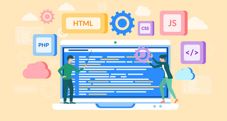 php and html development concept software website vector image