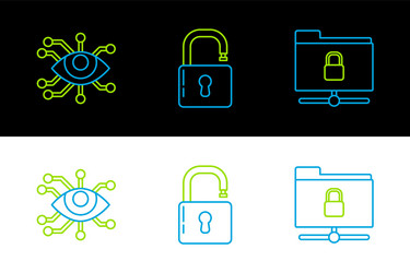 set line ftp folder and lock eye scan open vector image
