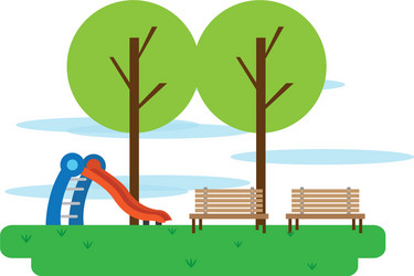view of a public playground with slide vector image