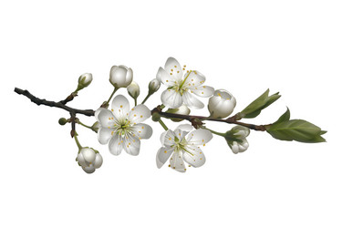 Blossoming cherry branch with white flowers vector