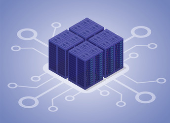 data hosting server with modern flat isometric vector image