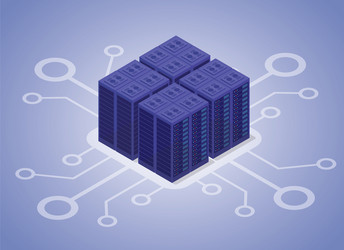 data hosting server with modern flat isometric vector