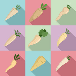 Parsnip icons set flat style vector