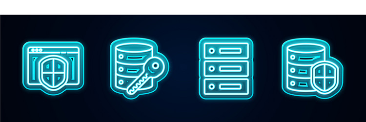 set line browser with shield server security key vector image