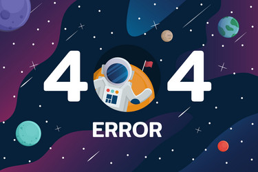 404 error with astronaut and planet in space vector