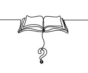 Abstract open book with question mark as line vector