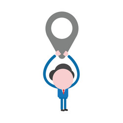 Businessman character holding up map pointer vector