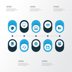 hardware colorful icons set collection of file vector image
