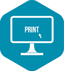 print word on a computer monitor icon vector image
