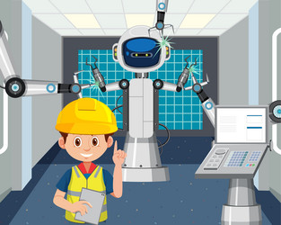 Robot automation industry concept vector