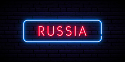 Russia neon sign bright light signboard banner vector