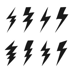 Set of electric lightning thunder bolt in doodle vector