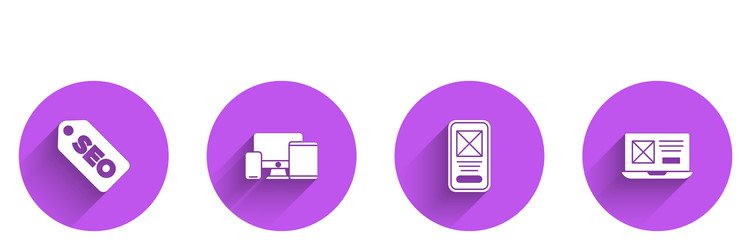 set seo optimization monitor mobile tablet ui vector image