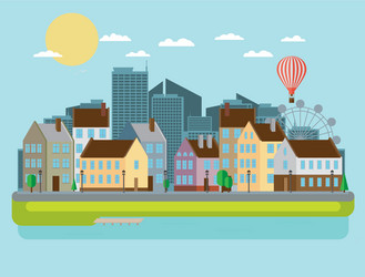 Horizontal town landscape urban panorama Vector Image