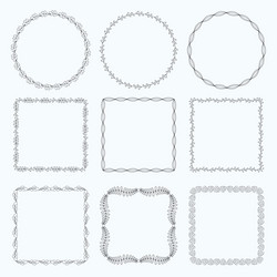 Decorative frames and borders square set vector