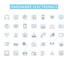 hardware electronics linear icons set circuitry vector image