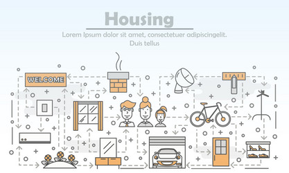 Thin line art housing poster banner vector